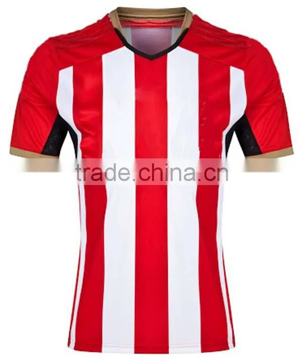 red white striped v ncek soccer jersey