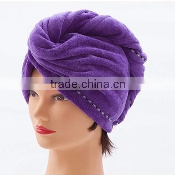 Microfiber pure color stock bath cap towel