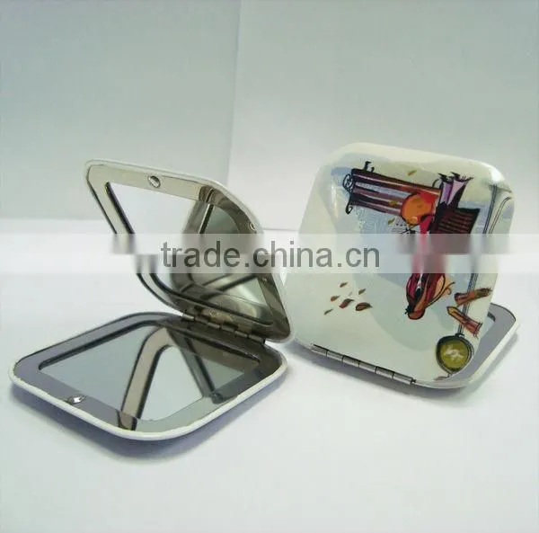 Printed Metal Pocket Mirror Square Cosmetic mirror/Make-up Mirror/Compact Mirror in Aluminium