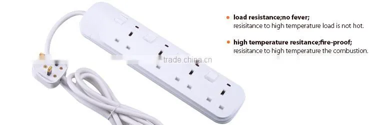 ABS and copper 13A 4 gang uk white Extension socket