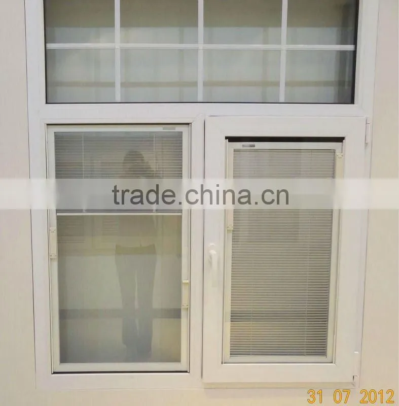invisible fly screen window/pvc casement window with accoridion screen window/guangzhou