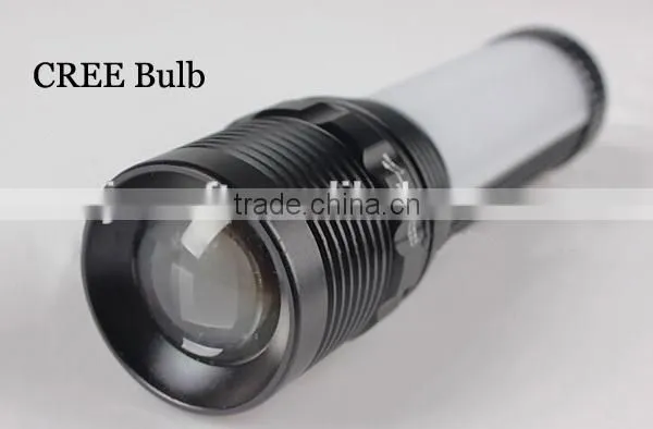 2015 hot sale rechargeable alarm light camping light emergency flashlight