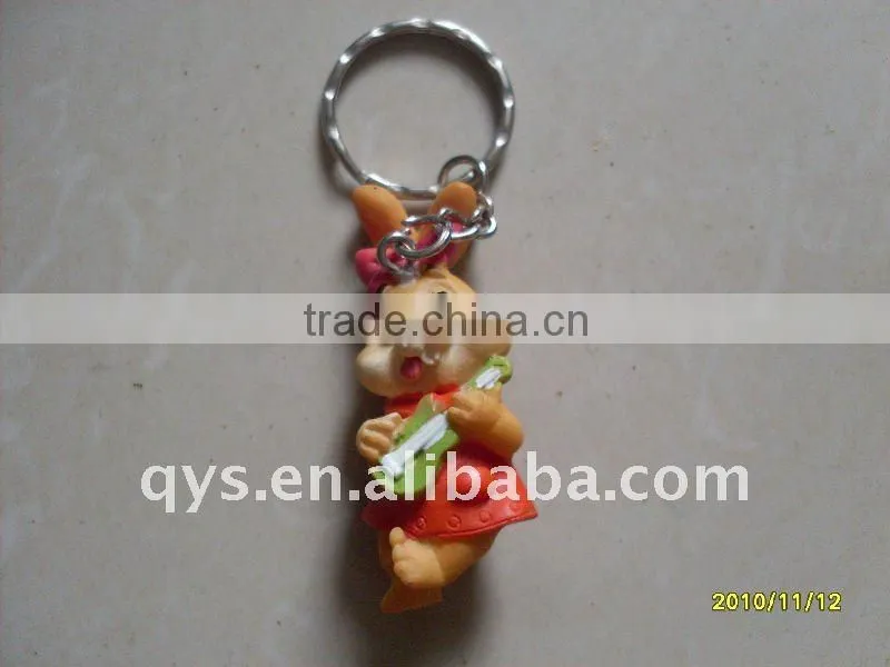 resin rabbit decorative key chain