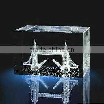 Noble Crystal glass 3d tower souvenir crafts for gift/decoration
