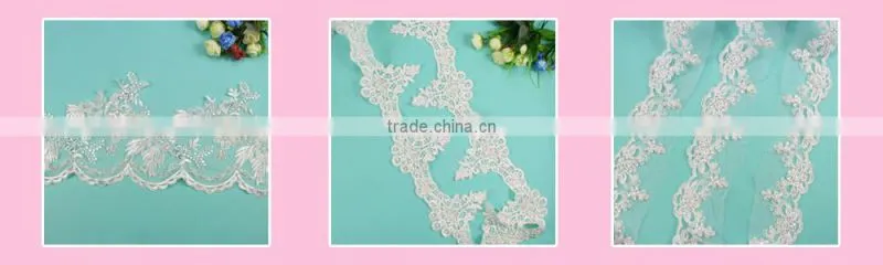 HC-2343-1 Hechun Women Embroidery Bead Polyster Corded Lace Bridal Trim
