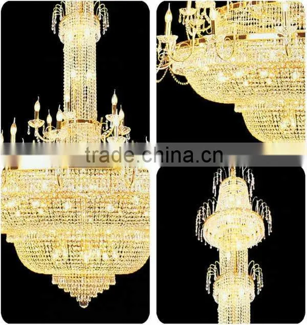 2016 Hotel Lobby Gold Chandelier Lamp Big Modern Crystal Chandeliers for High Ceiling