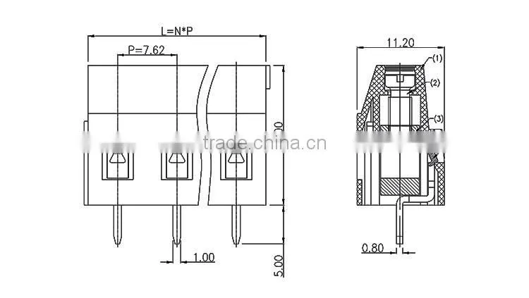 UTL Fast Selling Cheap Products Euro Connector Pluggable Screw PCB Terminal Block 7.62mm Pitch 1000V