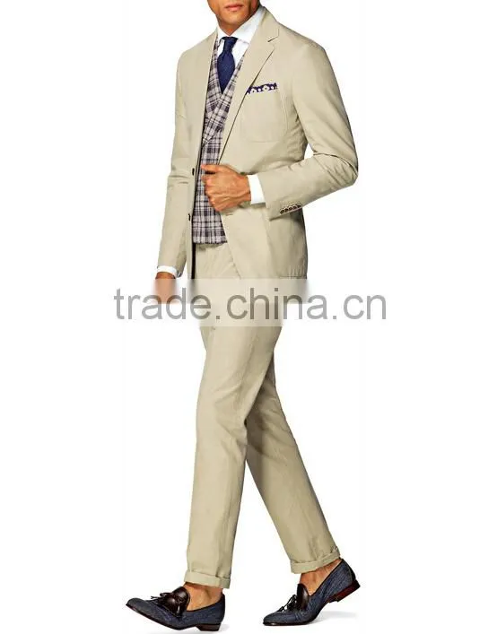 BESPOKE KHAKI PLAIN SUIT FOR MEN