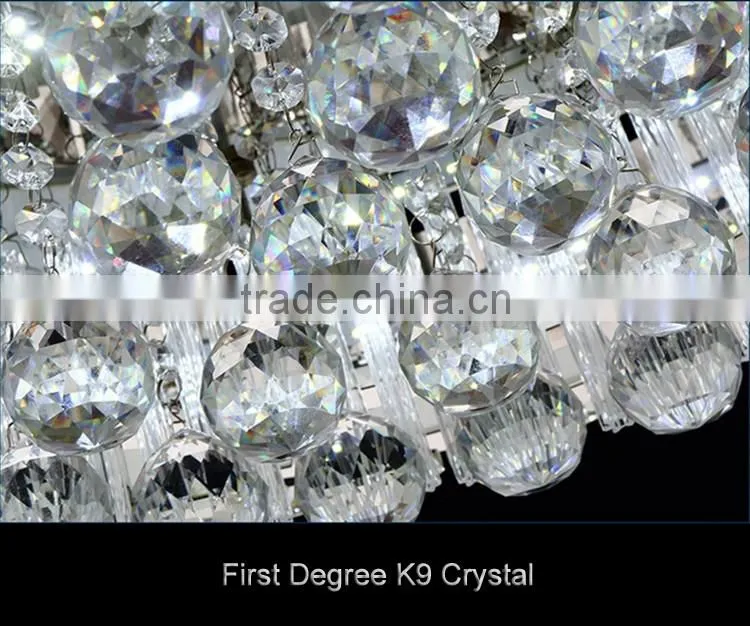 Contemporary Decorative K9 Crystal Ceiling Light Round 220V Modern Stainless Steel Chandelier