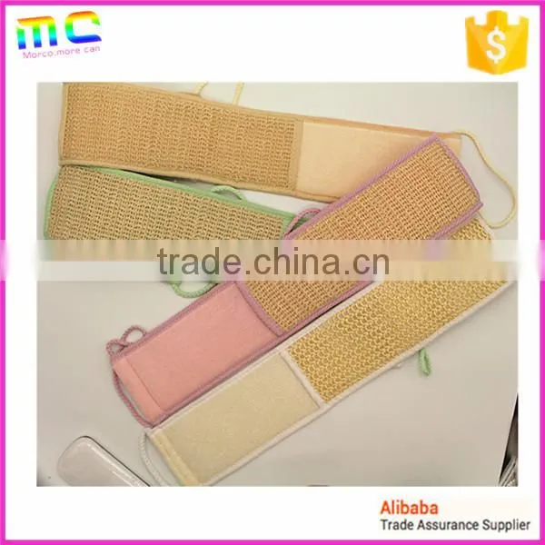 new fashion colorful body back bamboo Linen Cotton long bath belt with hand shank