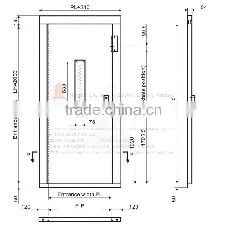 Elevator semi-automatic swing door made in china SX-2011-A