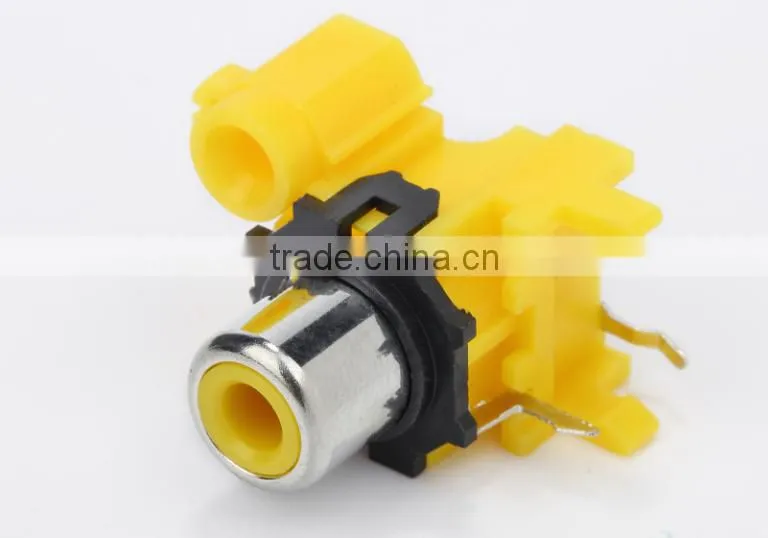 Yellow single holes AV socket with screened