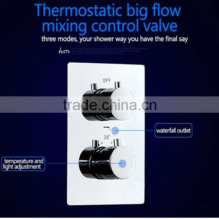 3 function square panel shower diverter valve for conceal shower temperature control thermostatic valve