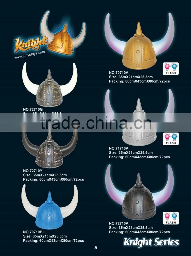 Golden Warrior Plastic Viking Helmet with Light Up Horns Flashing Purple Light