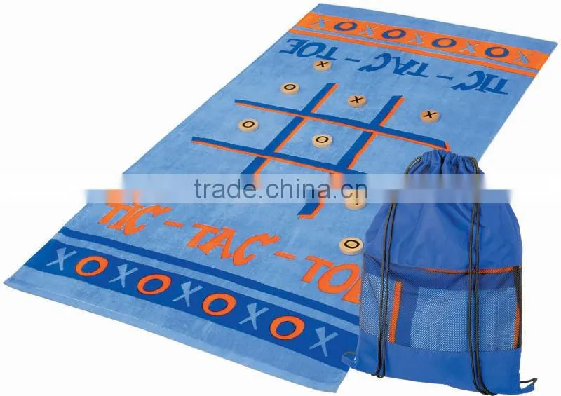 Reactive printed tic tac toe game towel/customer printed game beach towel XO game towel printed