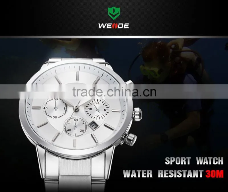 New 2014 WEIDE Quartz Calendar Watches Water Resistant Sport Stainless Steel Watches Alibaba Express Wrist Watches Watches Men