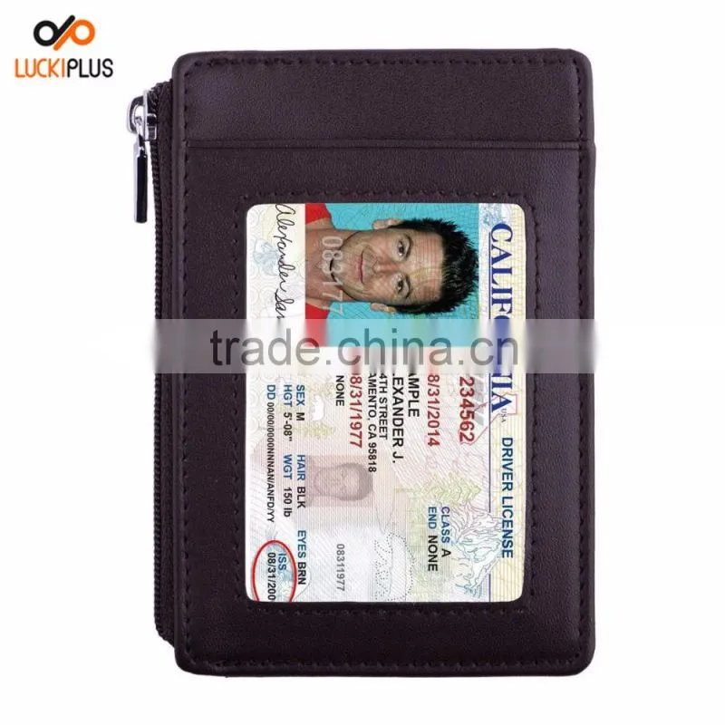 Luckiplus RFID Blocking Sleeves Front Pocket Leather Wallet for Women and Men, RFID Safe Protector Wine Red