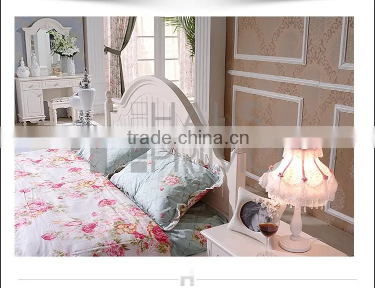 Hongjin E1 Grade White Painted Wood Korean Style Home Furniture Sets
