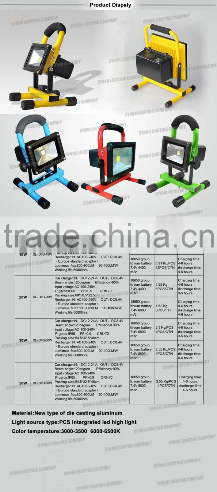 10w 20w rechargeable IP65 3year warranty waterproof Portable LED portable led work floodlight