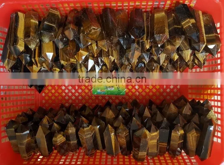 Tiger Eye Stone Crystal Healing Wand Vogel Crystal Double Points