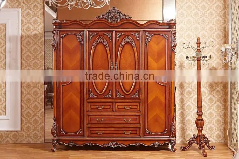 2016 Yumian luxury European type Classic style bedroom set Bed Bedside table Wardrobe Dressing table Commode