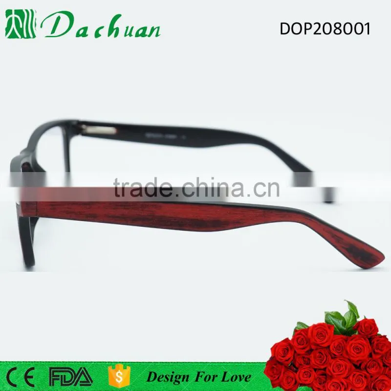 2016 new design full frame acetate optical eyewear china with wooden brushed