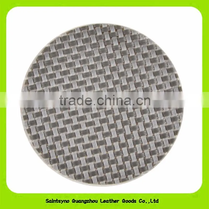 10cm Diameter Round Set of 6 PU Leather Cup Coaster 16028