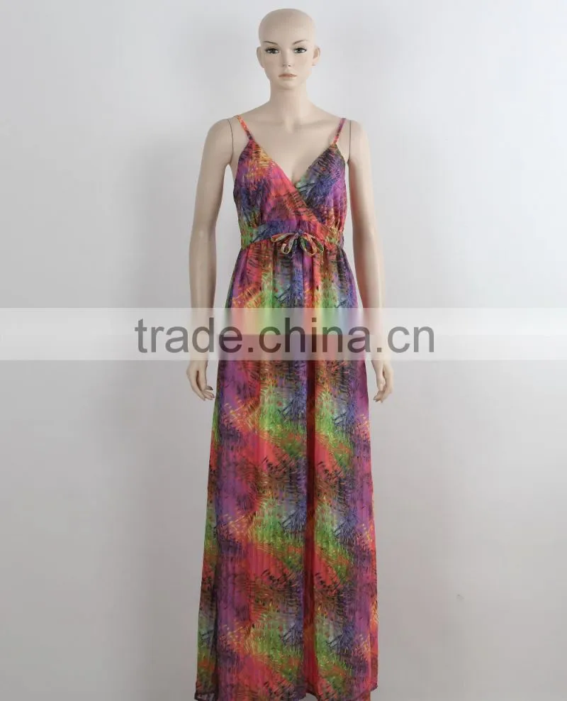 F5S40357 Women Long Print Party Dress