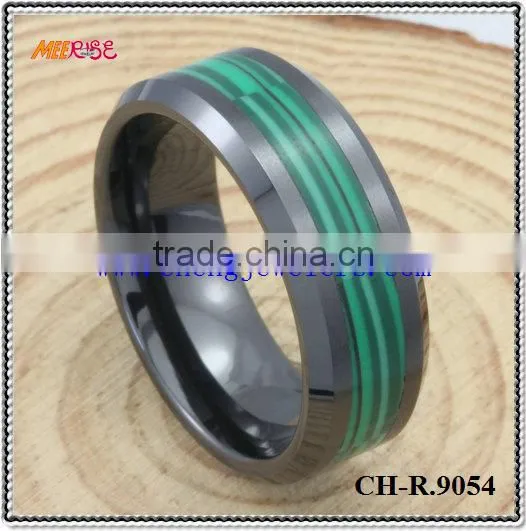 2015 alloy inlay black gold engagement ring,metal ceramic ring for engagement