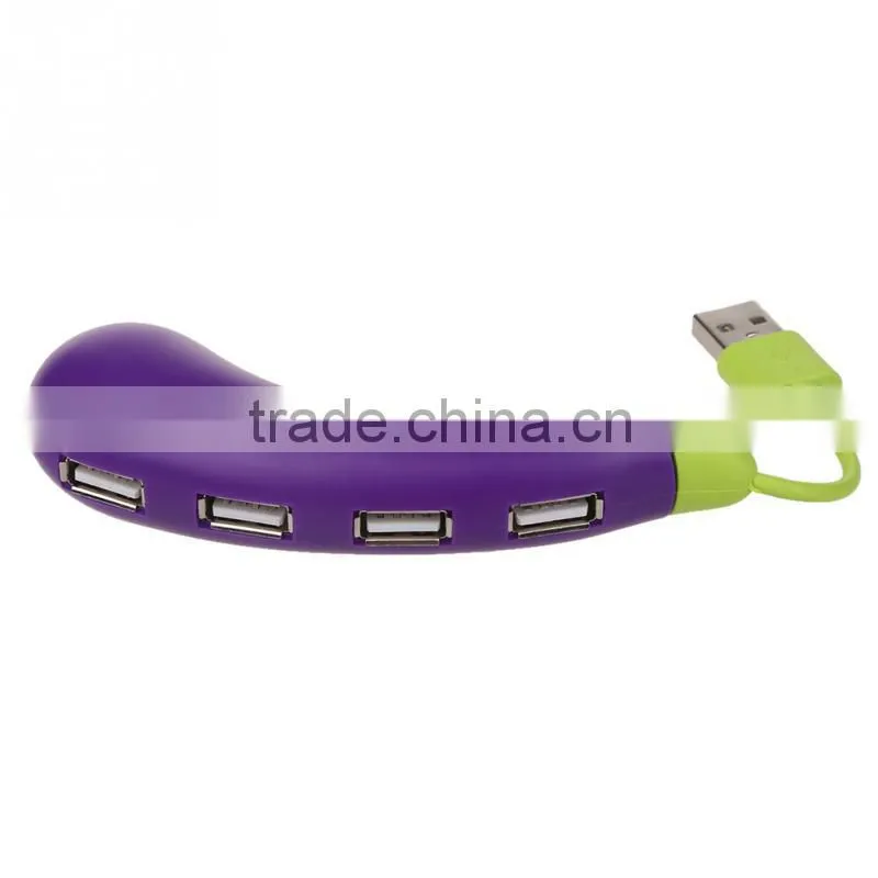 2015 Top Fashion Rushed Usb Hub Charging 1pc Cute Purple Eggplant Hub 4 Port Usb 2.0 Power Adapter For Computer & Networking