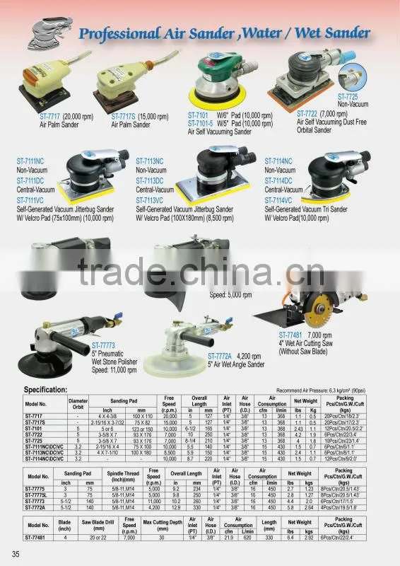 6" Velcro pad self vacuum air sander