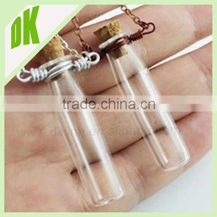 Factory wholesale arts crafts glass vial@ 2ml with cork stopper mini amber perfume drift votive wishing glass bottle wholesale