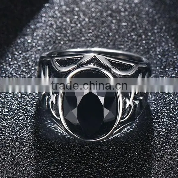 High Quality 2016 Retro Style Agate Stainless Steel Ring