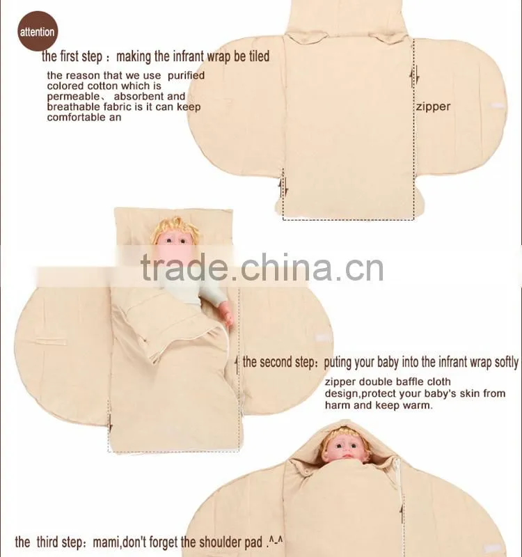 Embrodiery Newborn infant baby cuddle blanket quilted baby sleeping bag