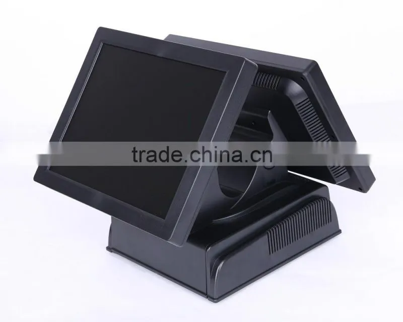 Dual-screen full-flat all-in-one Touch POS machine, 15'' touch POS system, restaurant pos system