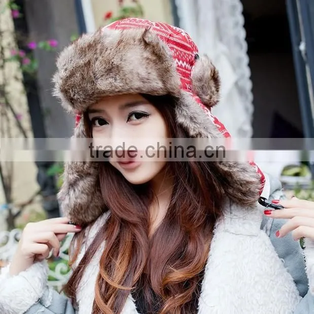 Wholesale Russia winter hat fox fur cap