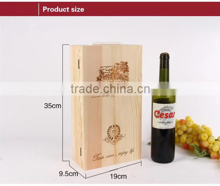 2 bottle pine wooden wine box without wine accessories / wine packaging boxes