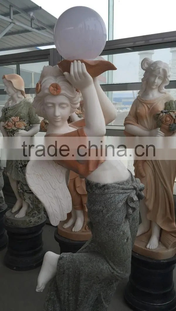 Beautiful Marble Angel Girl Lamp Statues