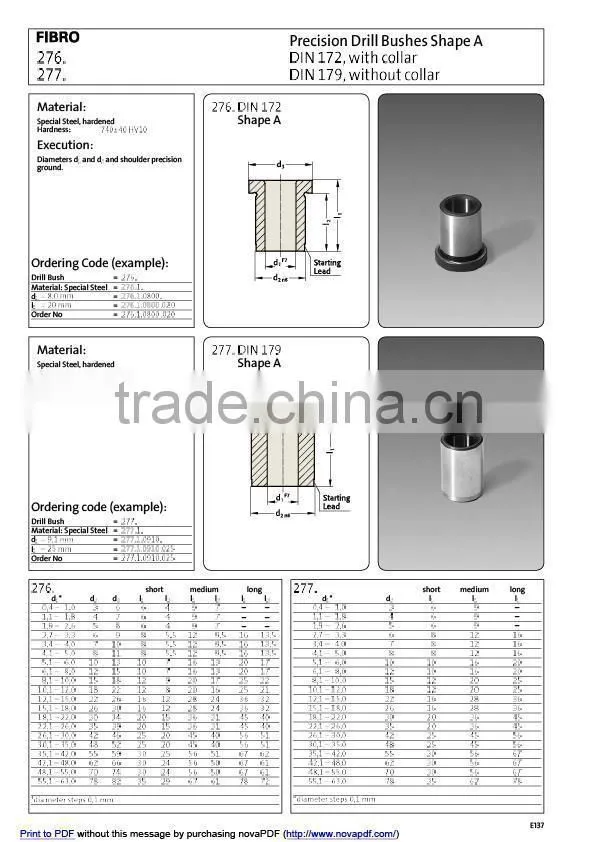 DIN172, DIN179 drill bushing, guide bush