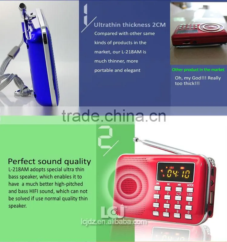 L-218AM Multifunctional mini radio fm with mp3 player and speaker