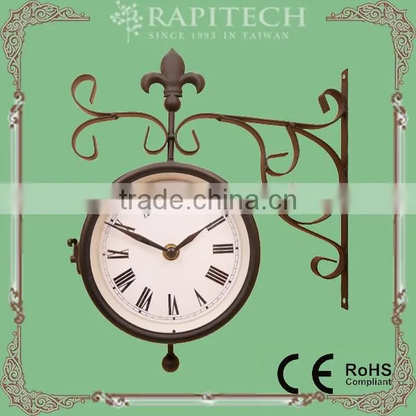 13 inch Indoor Outdoor Decorative Rattan Clock With Thermometer