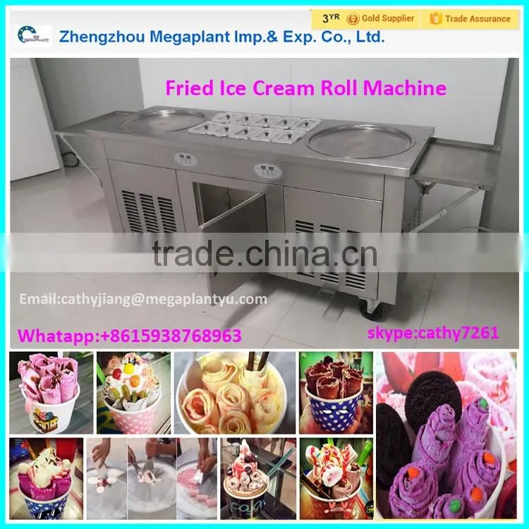 Double Pan Ice Curl Machine Fry Ice Cream Roll Machine for sale price