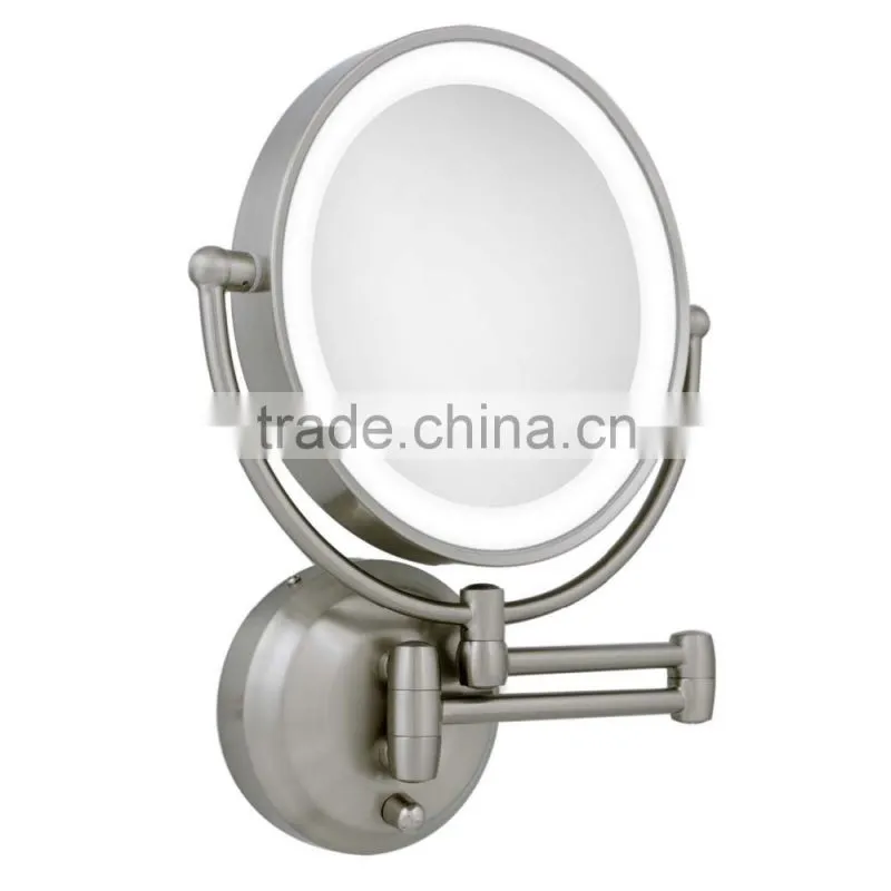 LED Wall Mount Mirror, Satin Nickel LED wall makeup mirror