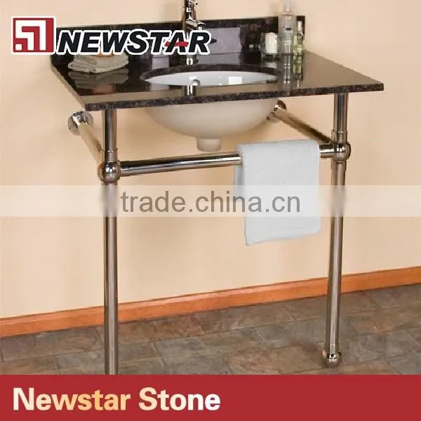 Vanity top with metal furniture base