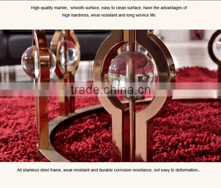C366-1 stainless steel marble coffee table