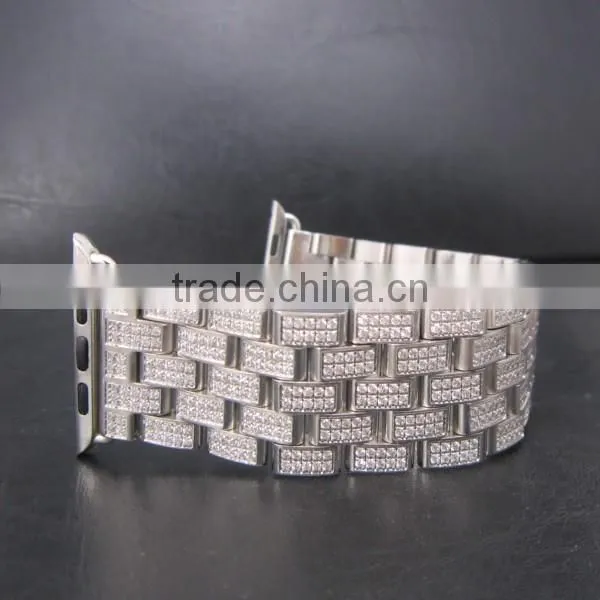 Luxury diamond watch band for apple watch,gold plating strap,for apple watch diamond band