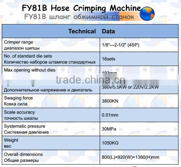 CE advanced 1/8" 2" ultra-thin large crimping opening high pressure hose crimping machine