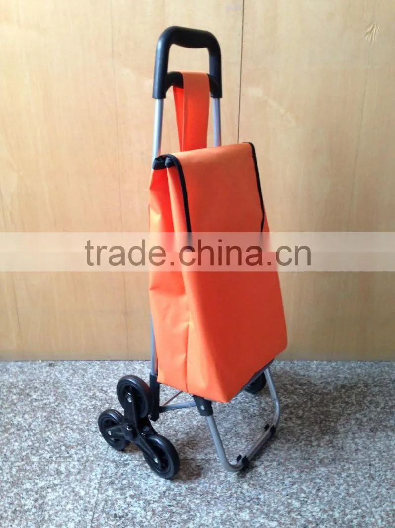 colorful fashion nylon foldable trolley shopping bag with wheels