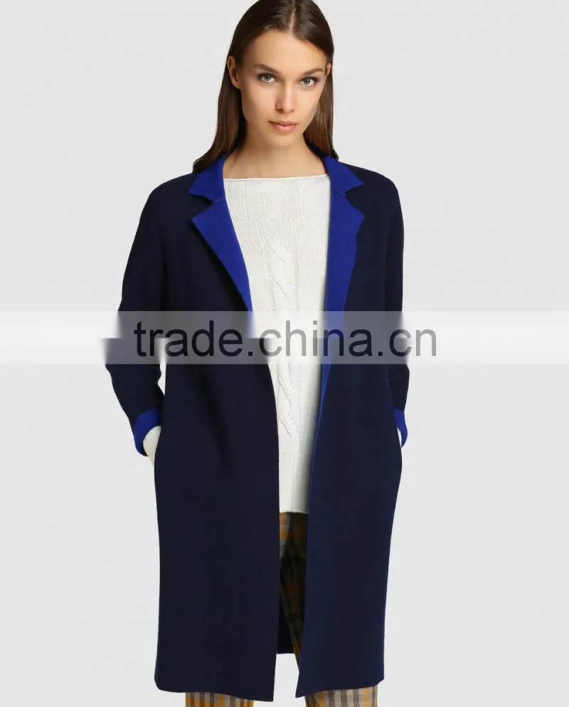 Double Women Coat Roberto Verino in Navy Blue Color Coat Model Long Jackt Coat Wgholesale Custom Clothing OEM