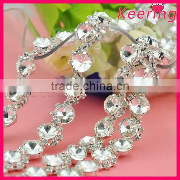 wholesale rhinestone crystal fancy stone chain trimming for dress WRC-247